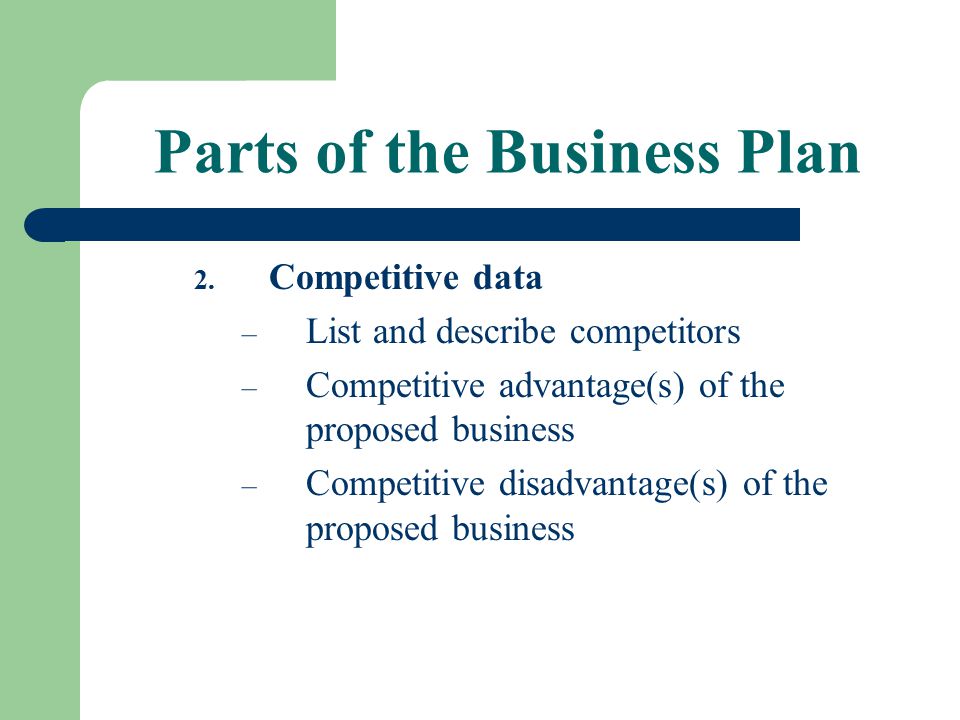 business plan components list business plan components list